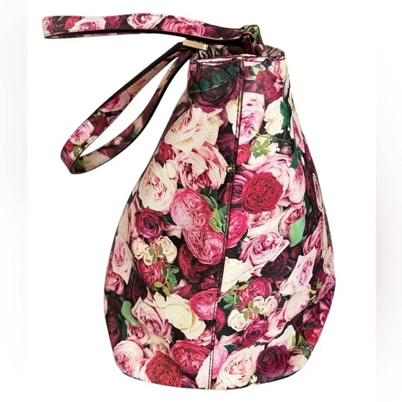 Kate Spade New York Grant Street Grainy Vinyl Juno Tote Bag Roses Floral Large - Picture 5 of 15